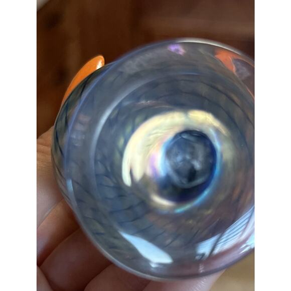 Stuart Abelman Art Glass Iridescent Pulled Feather Perfume Bottle 1981 - Picture 8 of 11